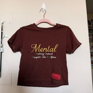 CHNGE Brown Graphic Crop Top - Mental